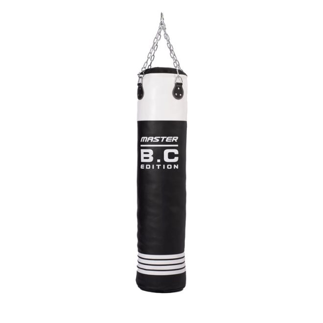 En 140 cm lång och 47 kg tung hängande boxningssäck från Master Fitness