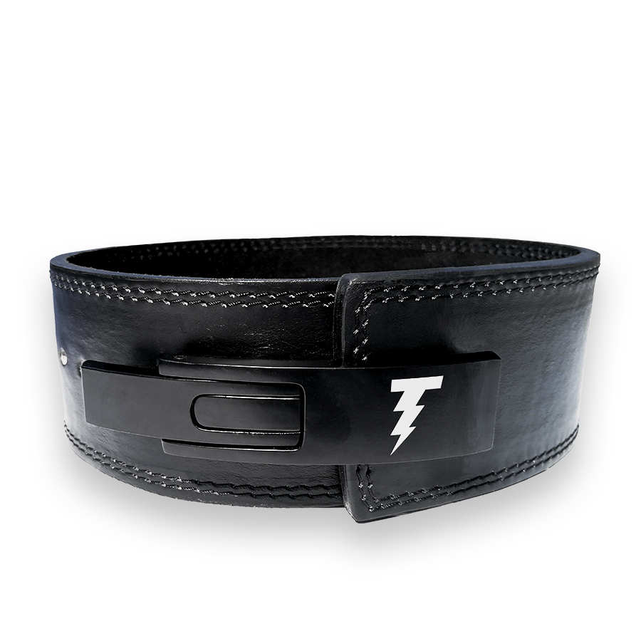 Närbild på Thunder Fitness Lyftarbälte läder