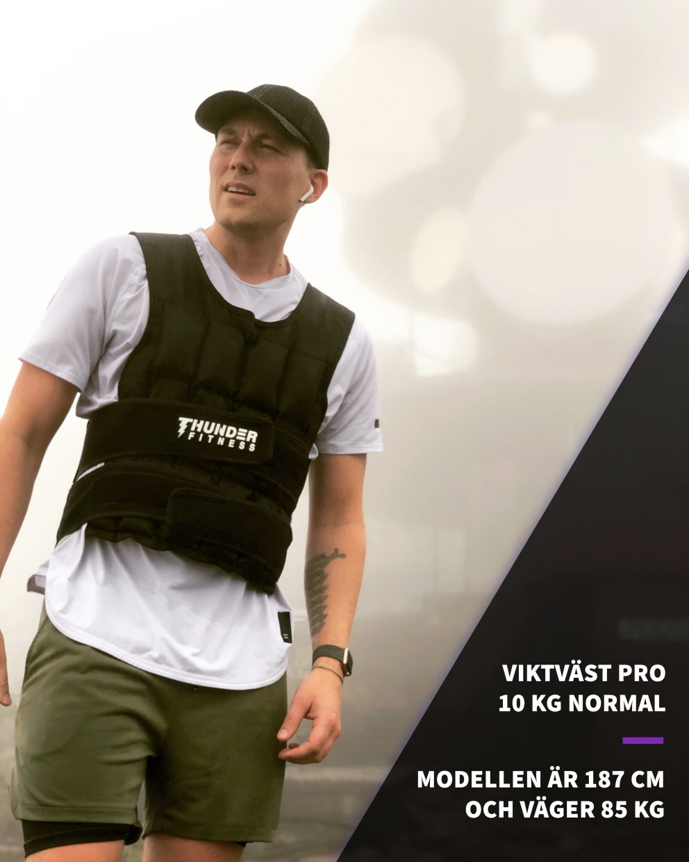 En man med en viktväst på 10 kg